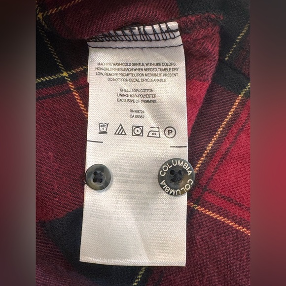 Columbia Shirt Mens Size Med Red Plaid Flannel PHG Performance Hunting Outdoors - Picture 6 of 10